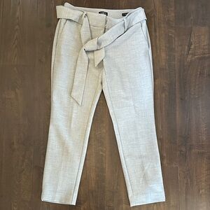 LOFT Light Gray Tie-Waist Pants